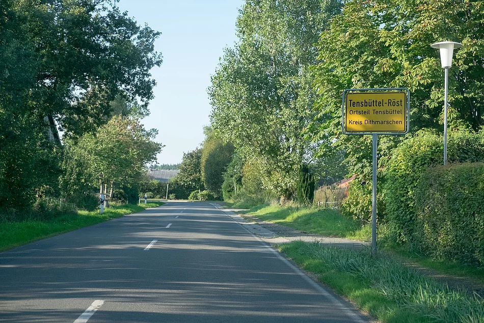 Ortsschild Tensbüttel-Röst